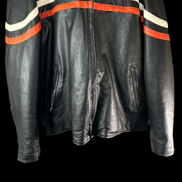 Black BIG & TALL Jamin Leather Jacket Size 56 w/ Zip-out Thermal Liner Striped - Picture 3 of 16